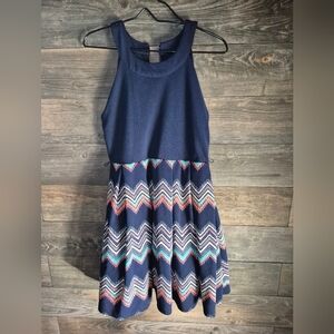 Knitworks Navy and Colorful Chevron Dress